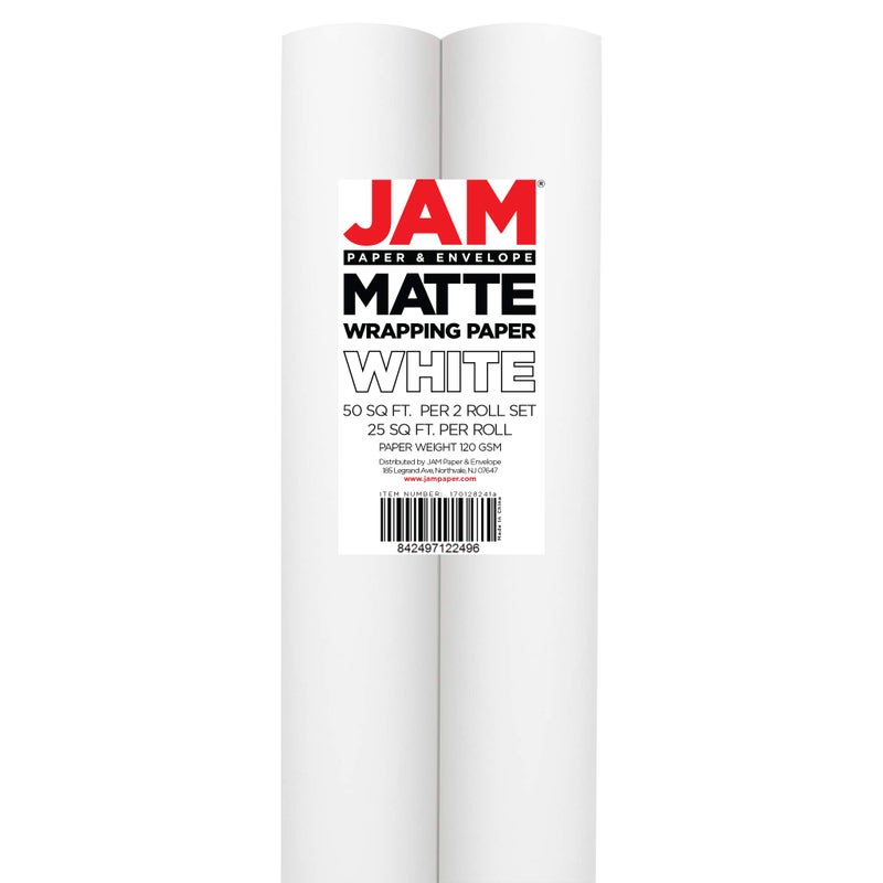 JAM Paper Gift Wrap - Matte Wrapping Paper - 50 Sq Ft Total (30 in x 10 Ft Each) - Matte White - 2 Rolls/Pack - Image 4